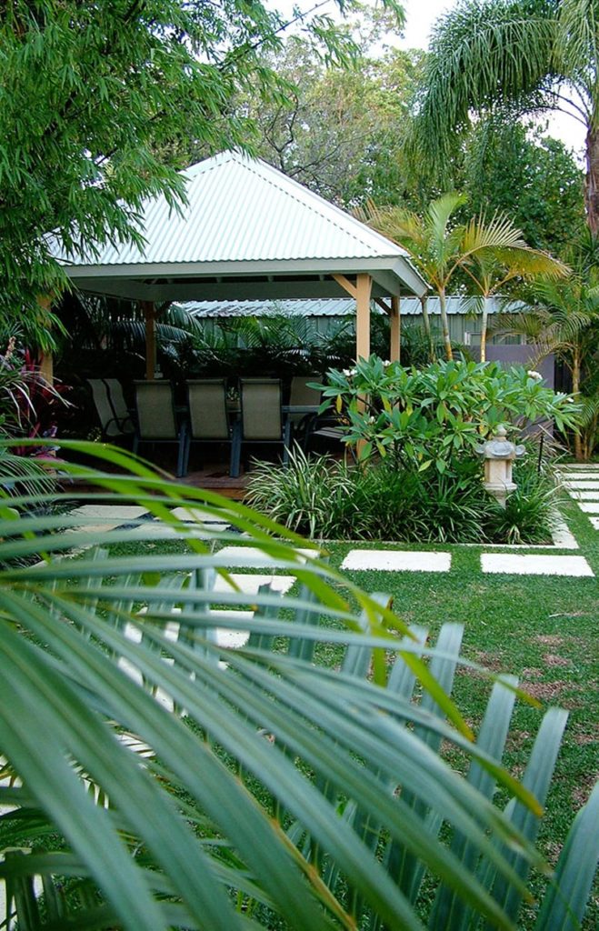 tropical garden with pavilion in nedlands
