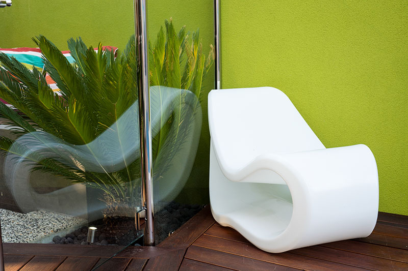 modern design chair in garden